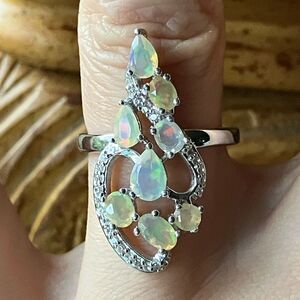 Natural Ethiopian Opal Sterling Silver Ring Size 7